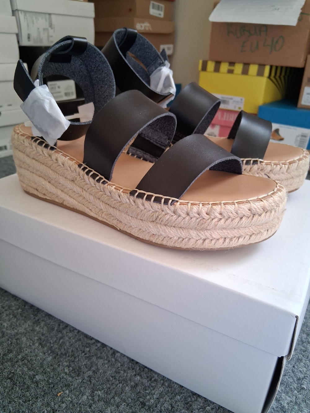 Black Espadrille Platform Sandals - Women - Picture 2 of 14